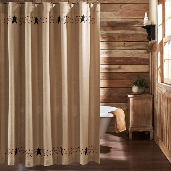 New Country Pip Star Shower Curtain - Picture 1 of 6